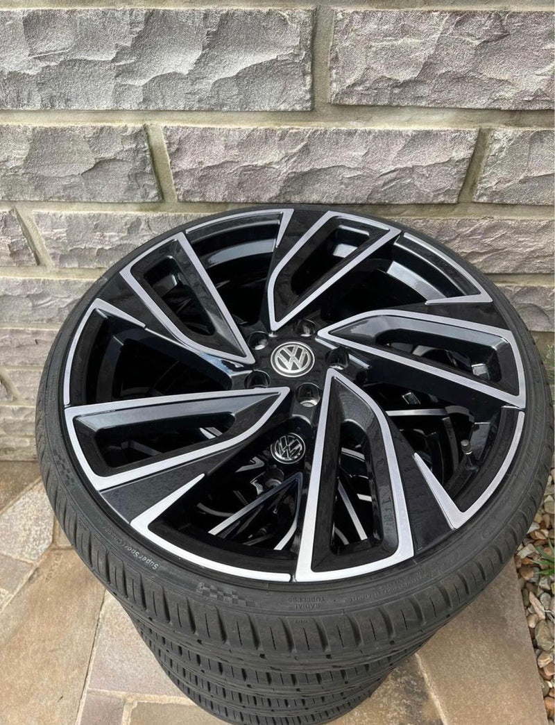 Rodas Volkswagen Golf Mk8 Passat Aro 20 5x112 (jogo) +Pneus Cor Preto Diamantado